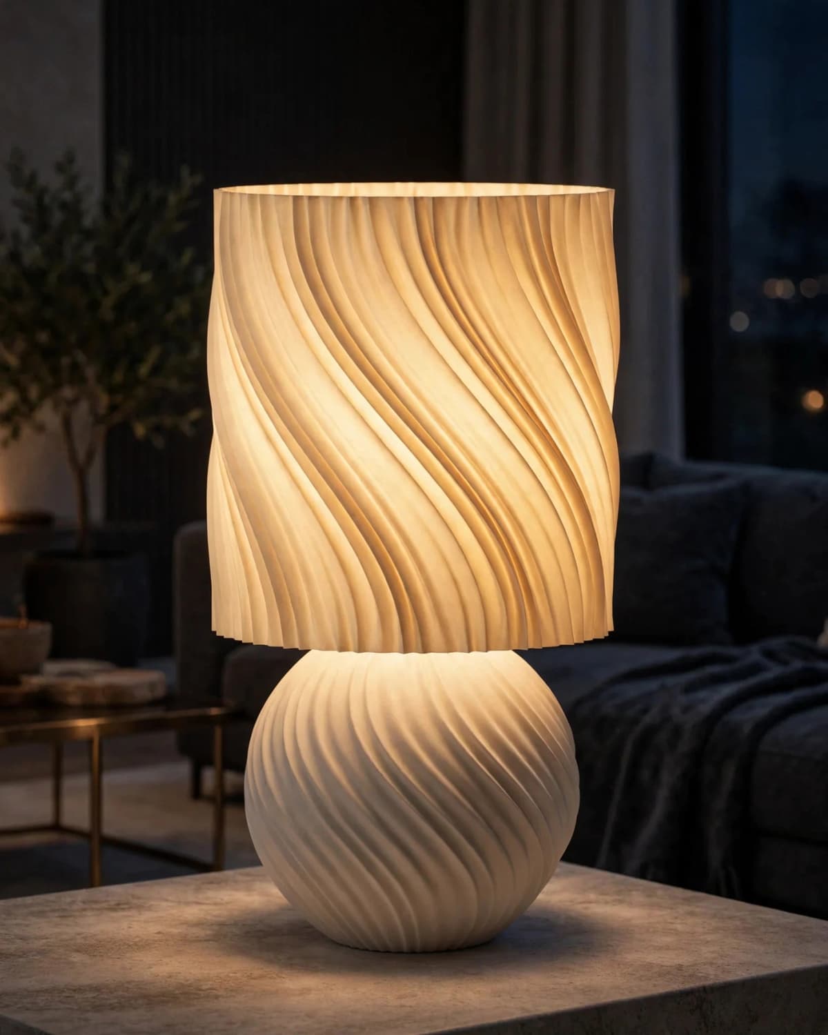 LUMIERE Atelier Sculptural Table Lamp in white and black lighting and lamps designer wave lamp with modern artistic design