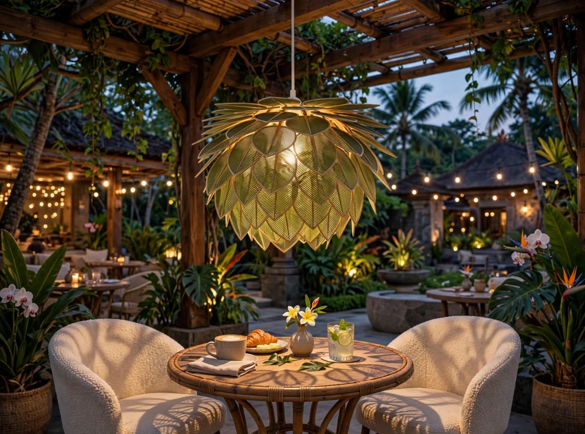Leaf Rattan Pendant Light natural finish rattan pendant light designer pinecone hanging lamp premium 3D printed lighting by F